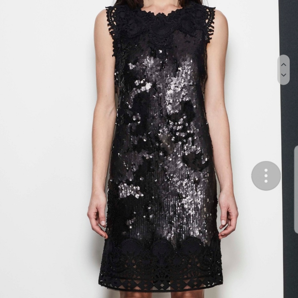 Black Sequin and Lace Petra Party Cocktail Dress